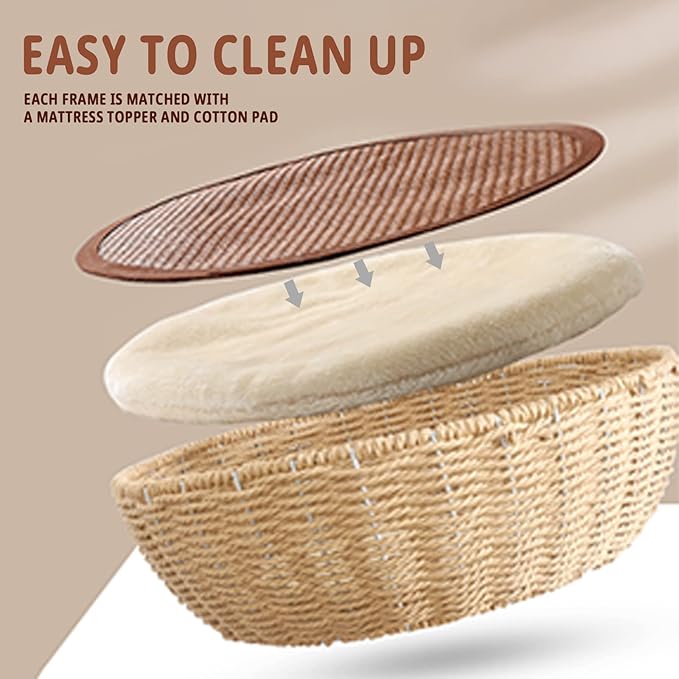 52" Modern Cat Tree Tower for Large Cats, 3Cat Nests Manual Hand Woven Multilevel Huge Paws Pals Cat Tree, Wood Cat Tower, Cat Scratching Tree, Cat Condo, Cat Lover Gift-PurrikoPets