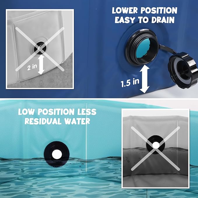 Furrybaby Foldable Dog Pool, Small Dog Swimming Pool for Dogs, Collapsible Hard Plastic Doggie Pool, Portable Bath Tub for Pets Dogs and Cats, Navy 32''-PurrikoPets