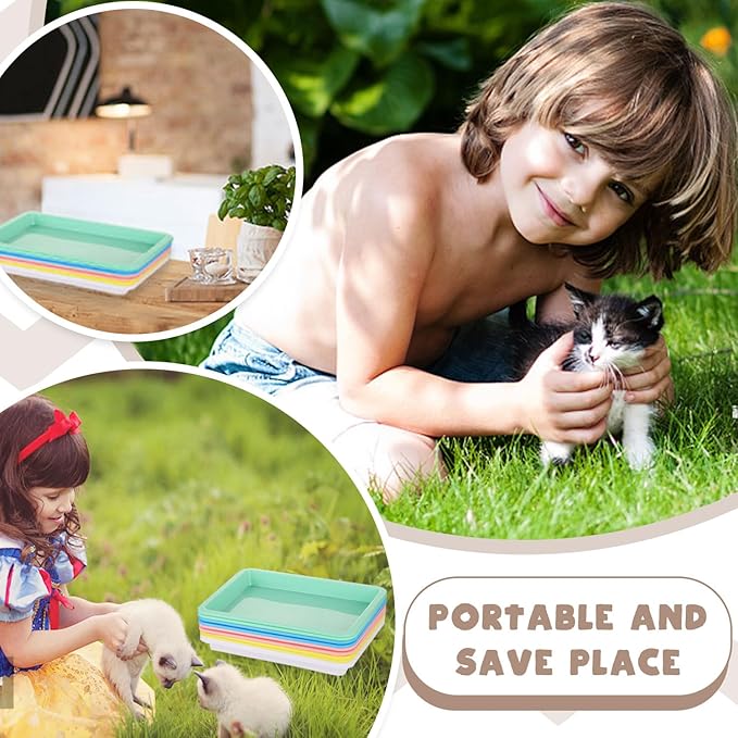 5pcs Kitten Litter Box, Small Cat Litter Box with Scooper, Small Litter Pan Low Entry Shallow Plastic Litter Tray Portable Cat Waste Tray Open Travel Kitten Boxes for Small Pet Rabbit Newborn Cat-PurrikoPets