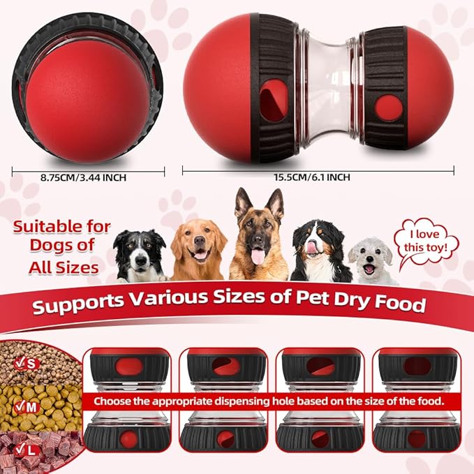 Dog Puzzle Toys, Rolling Treat Dispensing Ball, Brain Stimulation & Slow Feeder, Dog Enrichment Toys to Keep Them Busy (2PCS: Red+Green)-PurrikoPets