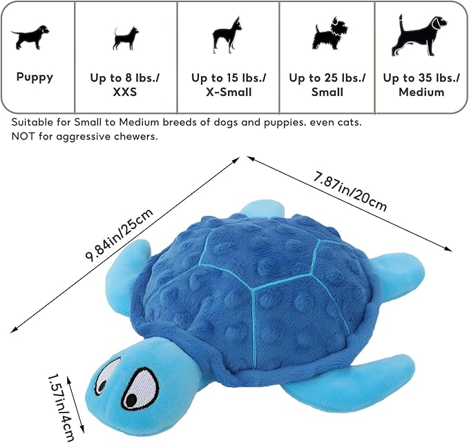 Adpartner Crinkle Dog Toys, 2 Pack Stuffed Turtle Dog Toys Squeaky Plush Dog Toy to Keep Them Busy, Interactive Dog Squeaky Toys for Small to Medium Dogs Teething Training Reduce Boredom-PurrikoPets