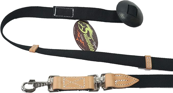 35' Flat Cotton Web Lunge Line with Bolt Snap & Rubber Stop - by Southwestern Equine (35', Black)-PurrikoPets