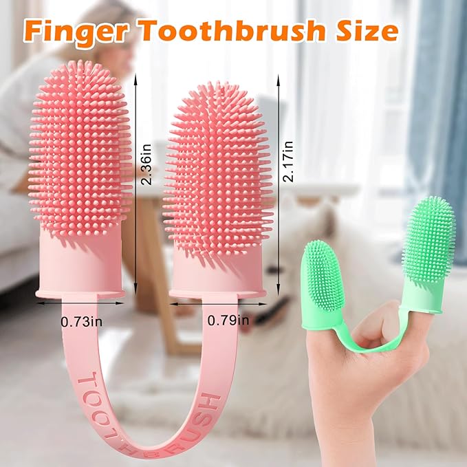 Dog Toothbrush, Dogs Tooth Brushing Kit, Cat Tooth Brush for Small to Large Dogs & Puppies, 2Pack Double Finger Toothbrush for Dog Teeth 360 Cleaning & Dental Care-PurrikoPets