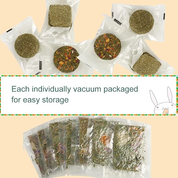 Abizoo Rabbit Treat,Natural Molar Timothy Hay Herbal Floral Scent Snack Chew Toys Gift for Bunny Chinchillas Hamster Gerbils,12 Pcs Small Animals Cage Accessories Guinea Pig Treats-PurrikoPets