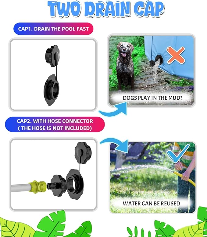 Giant Dog Pool 97"x16", Hyperzoo Foldable Dog Swimming Pool, Hard Plastic PVC Leakproof Doggie Wading Collapsible Pet Bathing Tub for Puppy Small Medium Large Dogs and Kids, Blue-PurrikoPets