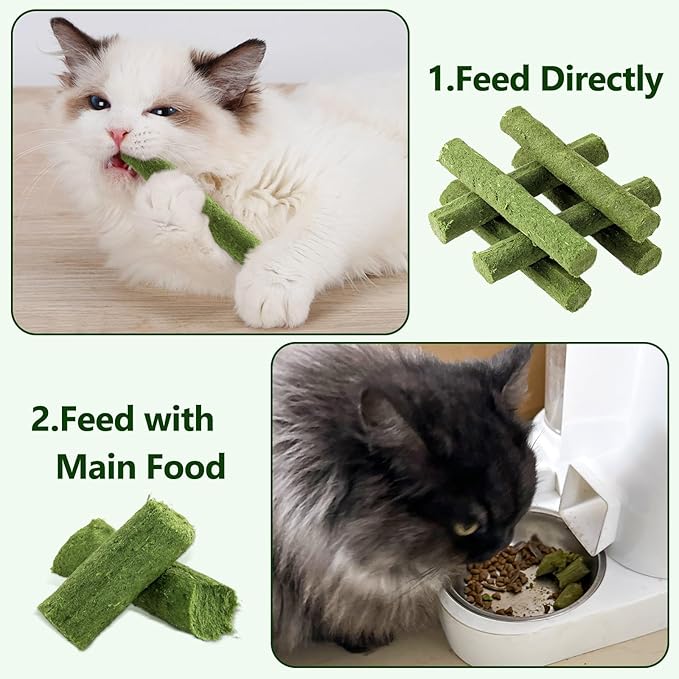 30g Cat Grass Sticks, Delicious Cat Grass Teething Stick Edible Cats Chew Toy Cat Treats Snack for Teeth Cleaning and Hairball Removal-PurrikoPets