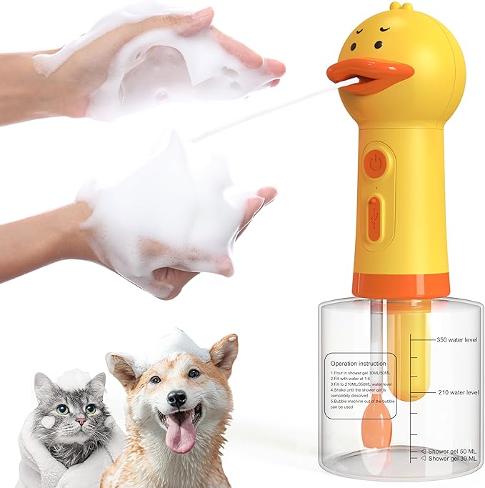 Electric Dog Shampoo Dispenser Dog Shampoo Sprayer Duck Shampoo Foamer for Pet, Foaming Soap Dispenser for Bathtub, Kitchen Sink Cleaning-PurrikoPets