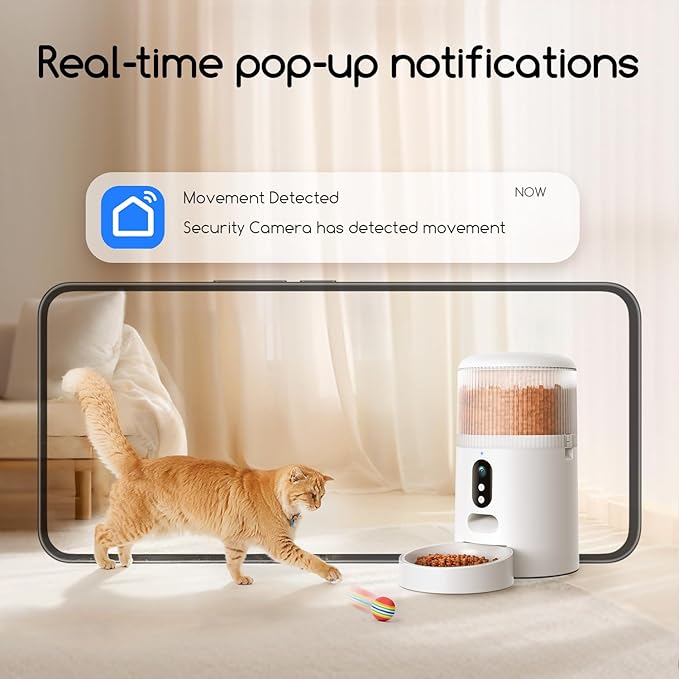 faroro Automatic Cat Feeder with Camera, 3MP HD Video & Night Vision, 5G/2.4G WiFi Smart Pet Feeder with APP Control, 2-Way Audio, Motion Alerts, Low Food Sensor, Timed Cat Feeder for Cats & Dogs, 4L-PurrikoPets