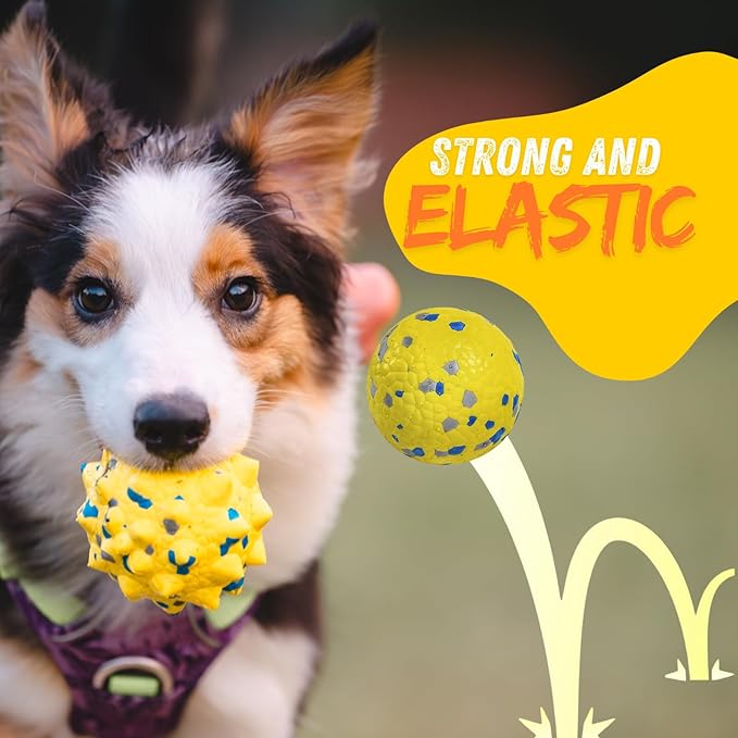Durable Interactive Dog Toys for Aggressive Chewers,Puppy Teething Toys,Floating Fetch Balls,Bouncing Chew Balls,Tennis Balls for Dogs (2 Balls)-PurrikoPets