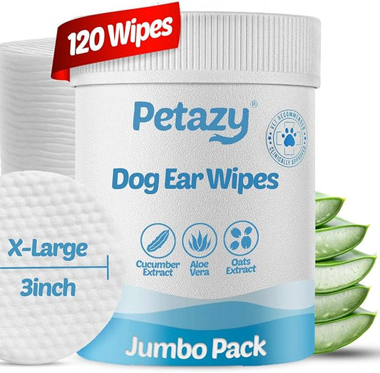 Dog Ear Wipes for Dog Yeast Wax Itch and Odor | Unscented Dog Ear Cleaner for Dogs | Natural Cleaning Puppy Ear Wipes | Soothing Ear Wipes for Pets Cat | Natural Ingredients | 125 XL Pcs-PurrikoPets
