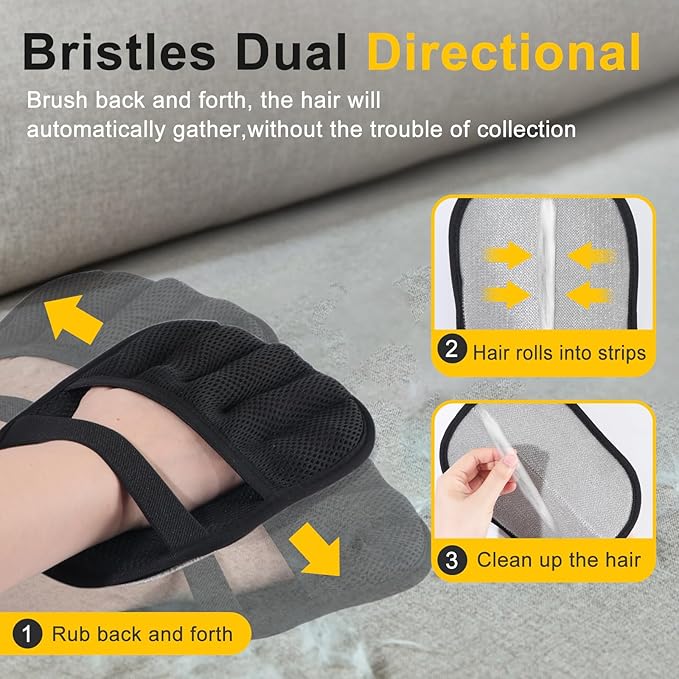 2-Pack Pet Hair Remover Gloves - Reusable Grooming Gloves for Dogs & Cats, Static Electricity Fur Removal Mitts for Furniture, Car, Clothing - Quick Dry Cleaning-PurrikoPets