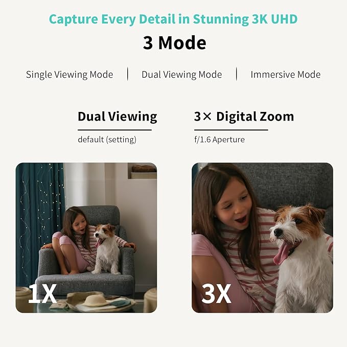 Alaga 3K Pet Camera, Dog Monitor with Phone App, 360° Pan/Tilt, Night Vision, Speaker, WiFi Cameras for Dog/Cat, Compatible with Alexa & Google Assistant, Black, Includes 1-Year Pet Time Album-PurrikoPets