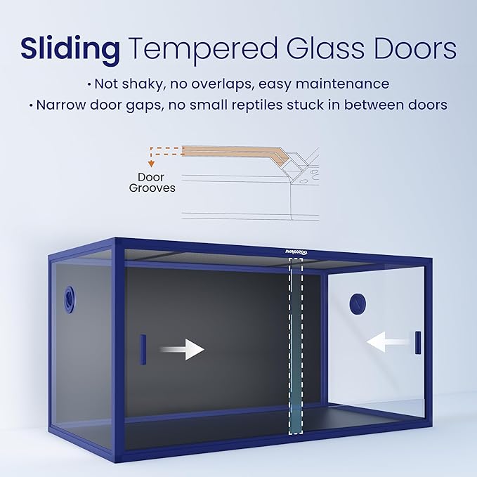 120 Gallon Bearded Dragon Tank,48" x 24" x 24" Reptile Tank with Sliding Door Top Screen Ventilation, Front Opening Reptile Enclosure for Easy Maintenance-PurrikoPets