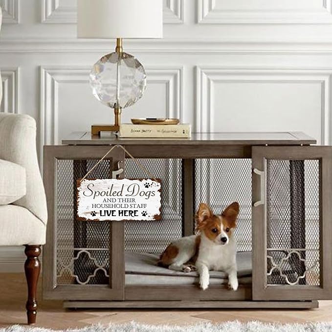 Dog Signs For Home Decor Gifts For Dogs Owners Dog Bedroom Decor Wood Dog Family Decoration Dog Room All You Need Is Love And A Dog Sign Spoiled Dogs And Their Household Staff Live Here Signs 12x6 In-PurrikoPets