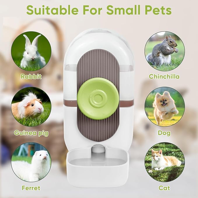 28oz Hanging Automatic Water Dispenser，Rabbit Water Bottle,Bunny Guinea Pig Ferret Water Bowl for Cage,Suitable for Small Animal Puppies(Cage Grid Spacing Over 1.2'')-PurrikoPets