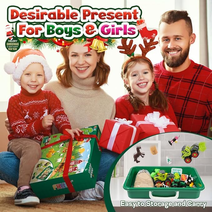 FRUSE Play Sand Farm Toys,Sensory Bins for Toddlers with 2.2lbs Sensory Play Sand,Farm Figures & Tractor Playset,Sandbox Toys for Kids 3 4 5 6 7-PurrikoPets