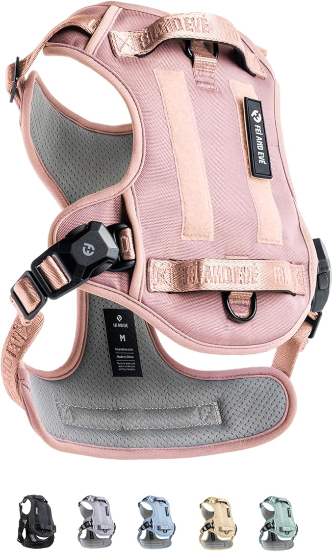 2025 New Edition, Fei & Eve MagEase Dog Harness - 3-Second Magnetic Buckles | 3-Point No-Pull Control | Heavy-Duty 900D Nylon | Dual Safety Handles | Breathable Mesh | Adjustable Fit | Small, Pink-PurrikoPets