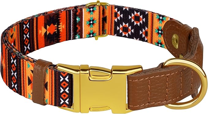 AirTag Dog Collar for Small Medium Large Breed - Adjustable Cute Pattern Dog Collar with Airtag Holder - Soft Leather Tracker GPS Apple Air Tag Pet Collars (X-Large, 20"-25" Neck Fit, Western)-PurrikoPets