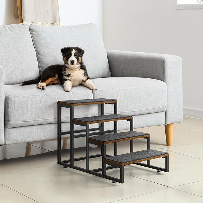 Dog Stairs for High Beds 4 Steps Dog Stairs for Small Medium Dogs Pet Stairs/Steps for Puppy, Cats, and Dogs, Easy to Walk on Dog Step for Beds and Cars-PurrikoPets