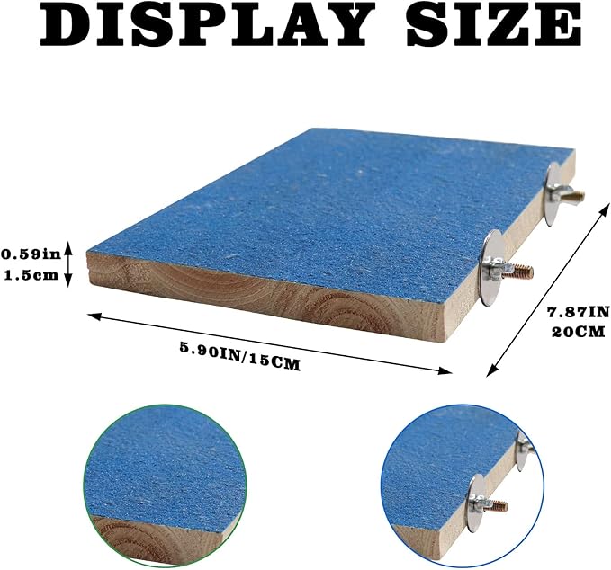 7.9×5.9 Inches Large Bird Perch Stand Platform, Natural Wooden Bird Cage Accessories, Bird Stand Perch with Rough Quartz Sand Surface for Parrot, Parakeet, Budgies, Cockatiel, Rats-PurrikoPets
