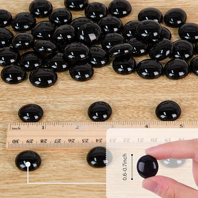 FUTUREPLUSX 1LB Black Flat Glass Marbles, Glass Pebbles Vase Filler, Dark Beads Fishbowl Decorative Gem for Table Scatter Home Decor-PurrikoPets