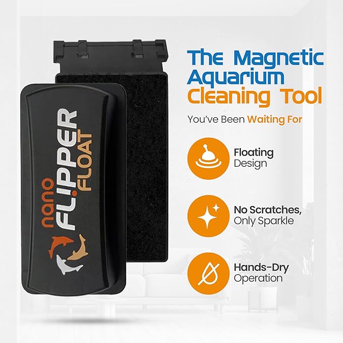 FL!PPER Flipper Cleaner Float - 2-in-1 Floating Magnetic Aquarium Glass Cleaner - Fish Tank Cleaner - Scrubber & Scraper Aquarium Cleaning Tools - Floating Fish Tank Cleaner, Nano-PurrikoPets