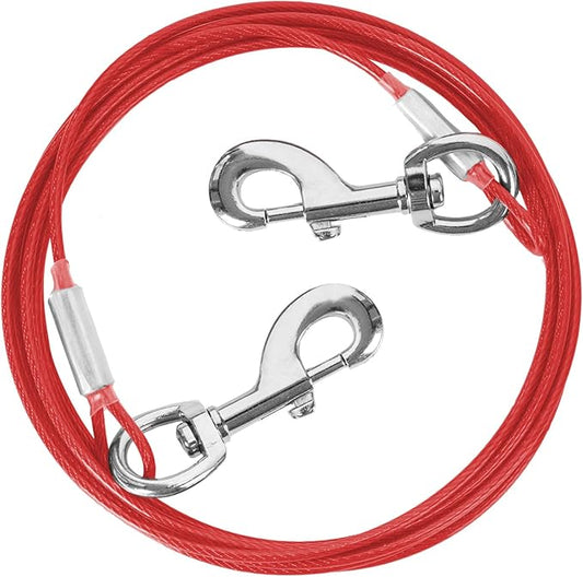 10FT Heavy Duty Dog Tie Out Cable for Large Dogs up to 125lbs, Durable Runner Tether Line (Red)-PurrikoPets