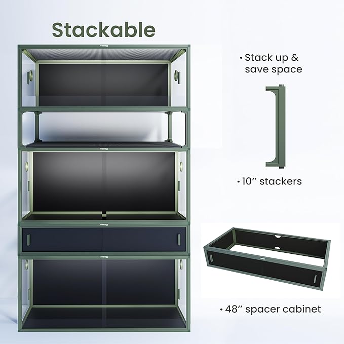 120 Gallon Bearded Dragon Tank,48" x 24" x 24" Reptile Tank with Sliding Door Top Screen Ventilation, Front Opening Reptile Enclosure for Easy Maintenance-PurrikoPets