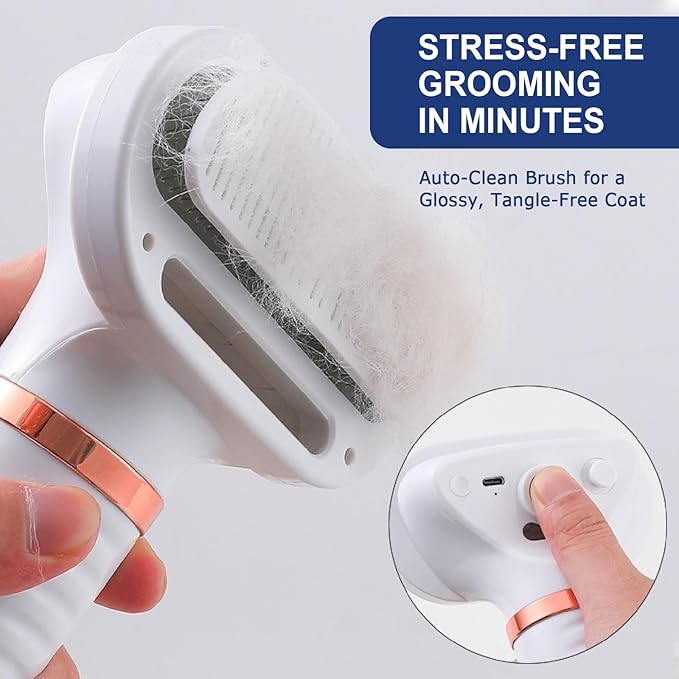 3-in-1 Pet Hair Dryer Brush for Dogs & Cats Portable, Dog Hair Blower & Slicker Brush Adjustable Temp (Low/Middle/High), Overheat Protection-PurrikoPets