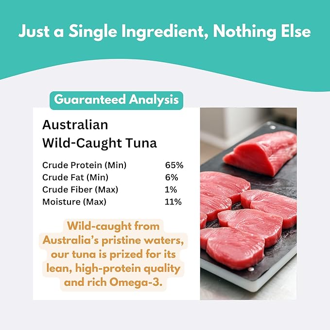 ALFIE'S TREATOS Tuna for Dogs & Cats (2.65 oz), Air-Dried Dog Treats, Omega-3 Food Topper & Training Reward, Australian Wild-Caught, Single Ingredient, Freeze-Dried Alternative-PurrikoPets