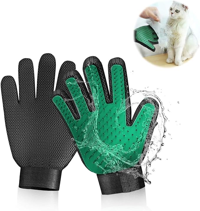 Gentle Deshedding Pet Grooming Mitt - Efficient Hair Remover Brush for Dogs, Cats, Horses with Long & Short Fur (1 Pair)-PurrikoPets