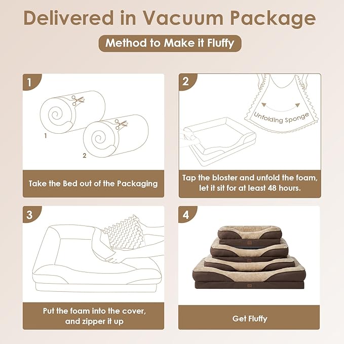 EHEYCIGA Memory Foam Dog Bed for Medium Size, Orthopedic Dog Sofa with Sides and Waterproof Liner, Washable Bolster Pet Bed Couch with Removable Cover, 30x20x6.5 Inch, Brown-PurrikoPets