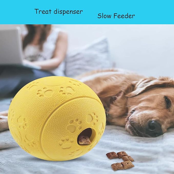 Dog Puzzle Toy, Treat and Dental Balls, Interactive Treat Dispensing Toy for Dogs, Durable Puppy Toys for Teething Small Dogs, Rubber Teeth Balls, Slow Feeder, 2-Pack (Medium Large)-PurrikoPets