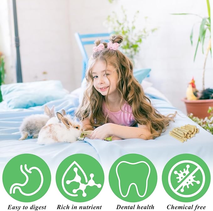 1000g/2.2lb Bamboo Chews for Rabbits, Rabbit Sticks Rabbit Chew Toys Bunny Chew Toys, Molar Treats for Small Animals, Hamsters, Chinchillas, Guinea Pigs, Natural Teeth Grinding Toys-PurrikoPets