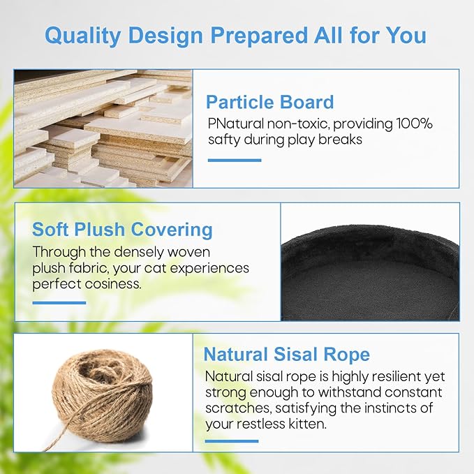 FDW Cat Tree 54in Cat Tower Multi-Level Durable Cat Scratching Post & Cozy Fun Cat Jumping Platform Space Saving Cat Condo Pet Play House for Indoor Cats,Dark Gray-PurrikoPets