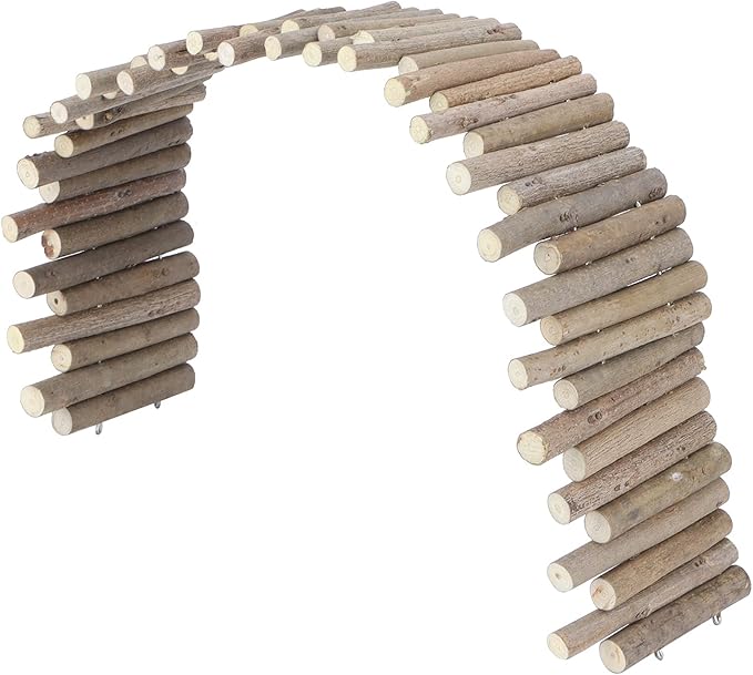 Ejoyous Hamster Wooden Bridge, Wood Ladder Hamster Fence Hideout Cage Bedding Climbing Toys for Syrian Hamsters Gerbil Small Animals (40CM Fence)-PurrikoPets