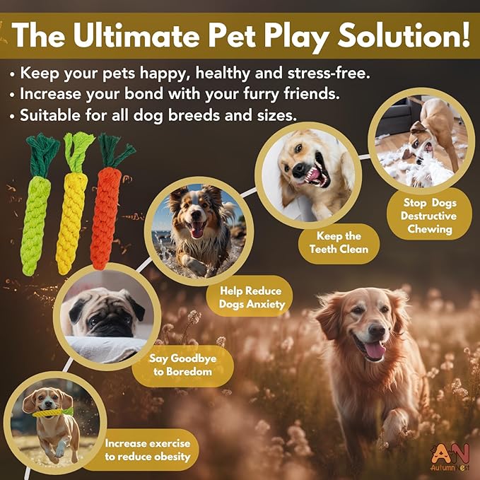 3PCS Mixed Color Woven Pet Rope Toys (Yellow, Green, Orange), Chew Toys for Dogs & Cats, Safe & Durable Braided Rope Toys for Pets-PurrikoPets