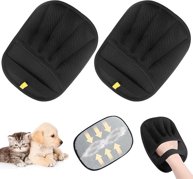 2 Pack Pet Hair Remover Gloves,2025 Upgraded Static Removal Gloves, for Pet Hair, Cat & Dog Hair Removal Tool for Couch,Furniture, Carpet, Car Seat, Pet Grooming-PurrikoPets