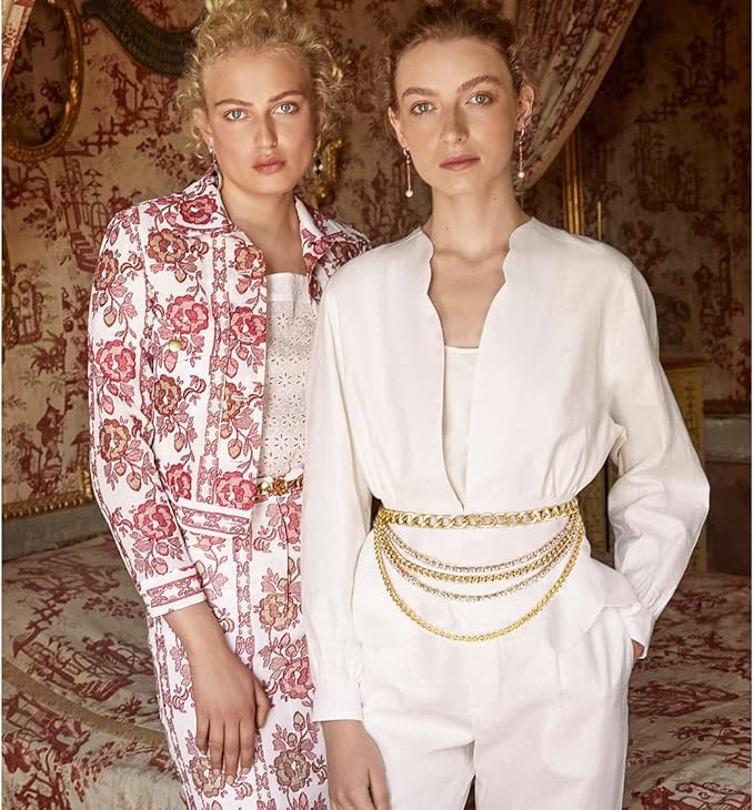 Suyi Multilayer Chain Belt Rhinestone Metal Chain Belts for Women Punk Gold Waist Chain