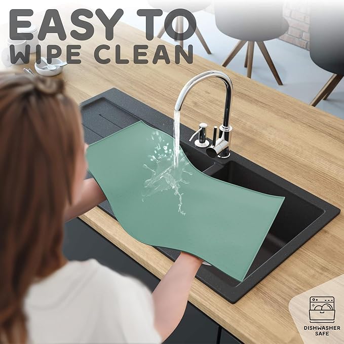 Dog Food Mat - 28x18 Raised Edges Dogs Mat for Food and Water Prevent Spill, Waterproof Cat Food Mats Protect Floors, Easy Clean Dog Bowl Mats for Food and Water, Silicone Pet Feeding Placemats-PurrikoPets