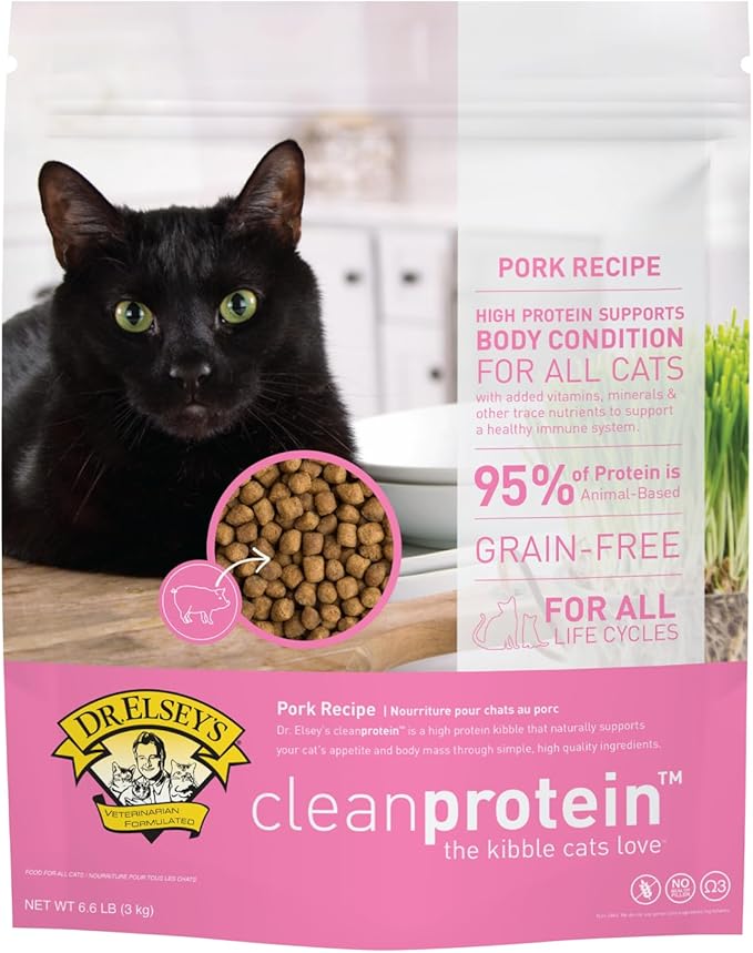 Dr. Elsey's cleanprotein Pork Cat Kibble 6.6lb. Bag-PurrikoPets