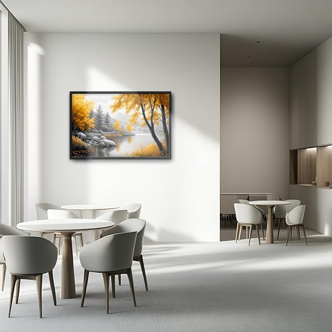 Framed Large Tree Wall Art for Living Room, Oversized Zen Trees Wall Decor, Black and Golden Forest Canvas Pictures Home Decoration for Living Room Bedroom Office 36"x24"-PurrikoPets