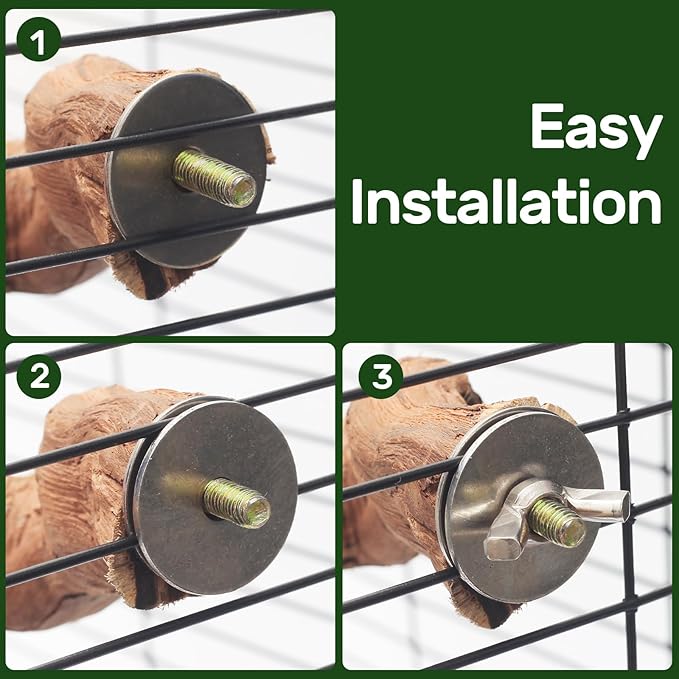 4-Piece Bird Perch Set with Rotating Ball Stand - Natural Wood Bird Gym & Playground for Parrots, Cockatiels, Budgies-PurrikoPets