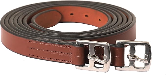 Exion Pre-Stretched Leather Stirrup Leathers for English Saddles | Premium Vegetable-Tanned Non-Stretch Stirrups for Jumping, Dressage & Schooling | 18-Hole Numbered Adjustment & SS Buckles-PurrikoPets
