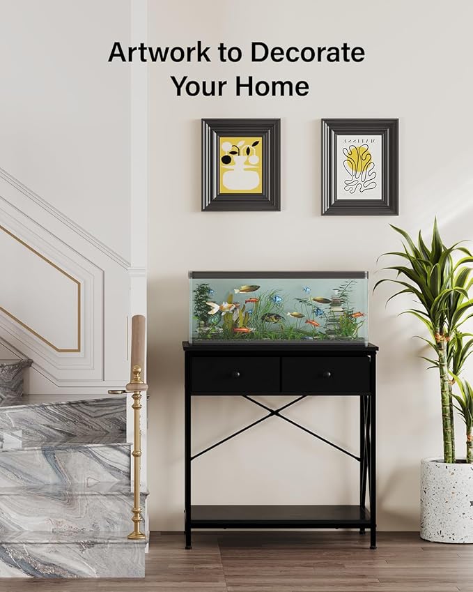 Fish Tank Stand 29 Gallon: Sturdy Aquarium Stand with Accessories Storage - Metal Fish Tank Table for 20-29 Gallon Reptile Breeder Turtle Terrarium - 30.7"x16.5" Weight Capacity 330 lbs-PurrikoPets