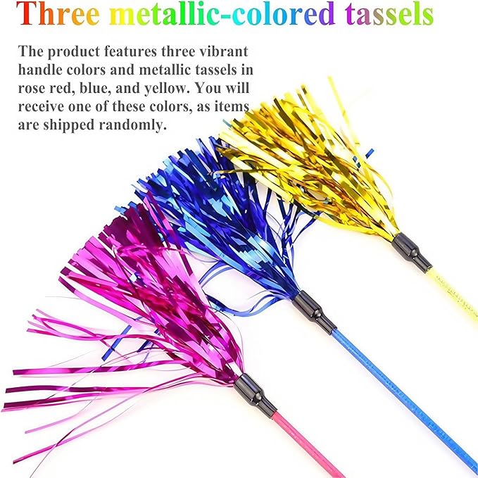 ADUCK Interactive Cat Teaser Wand Toy with Tassels - Durable Cat Chaser for Indoor Kitten Exercise, Boredom Relief & Training Play - Assorted Color, 1 Pack-PurrikoPets