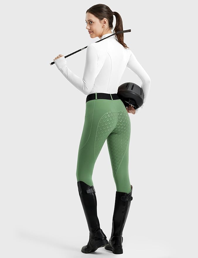 FitsT4 Sports Women's Full Seat Riding Tights Active Silicon Grip Horse Riding Tights Equestrian Breeches-PurrikoPets