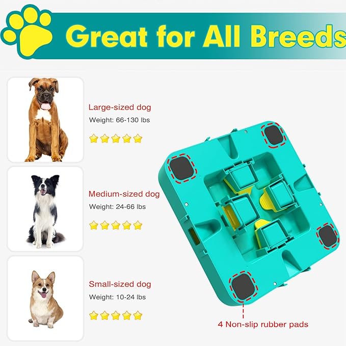 Dog Puzzle Toy Mental Stimulation - Level 3 in 1 Dogs Food Feeder Puzzle, Dog Treat Puzzle Feeder (Advanced-Blue Board)-PurrikoPets