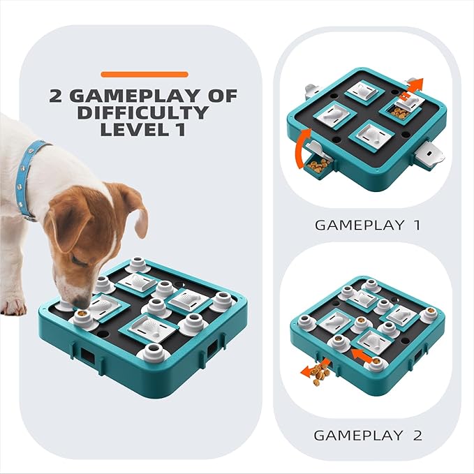 Dog Puzzle Toy Mental Stimulation - Level 3 in 1 Dogs Food Feeder Puzzle, Dog Treat Puzzle Feeder (Advanced-Mars Green Board)-PurrikoPets