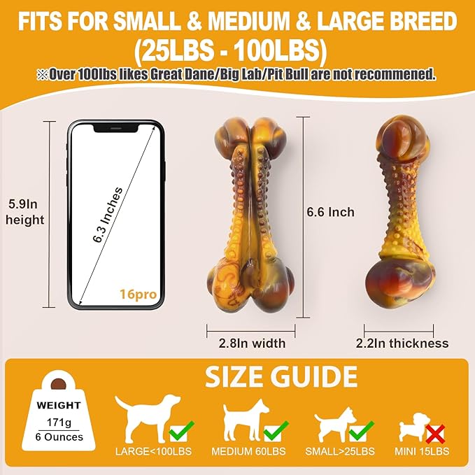 Dog Toys for Aggressive Chewers, Indestructible Dog Chew Toys for Large Medium Small Breed, Tough Nylon Interactive Durable Chew Toy Bone for Puppy Teething Toy Bacon Flavor, Best Gift&Keep Them Busy-PurrikoPets